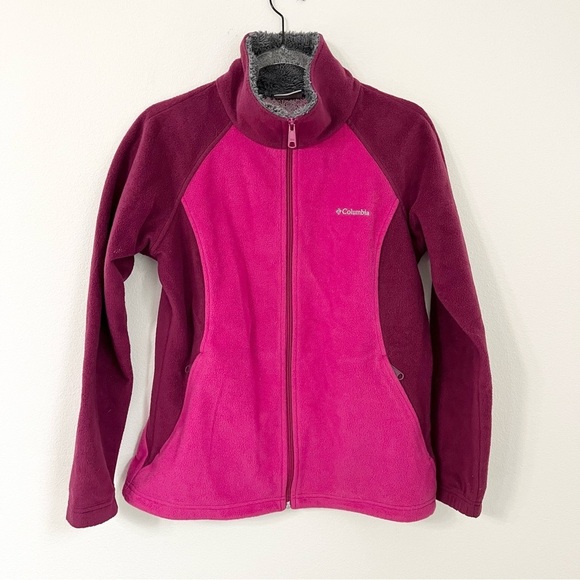 Columbia Fleece Jacket Womens Large Purple Full Zip Omni-Heat - Picture 1 of 8